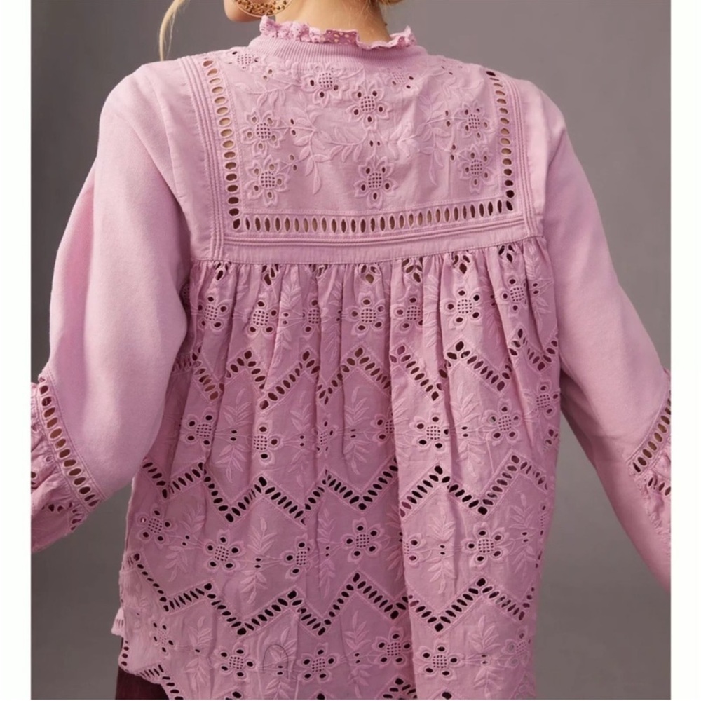 Anthropologie Forever That Girl Purple
Cotton Eyelet Sweatshirt Maeve - Picture 2 of 7